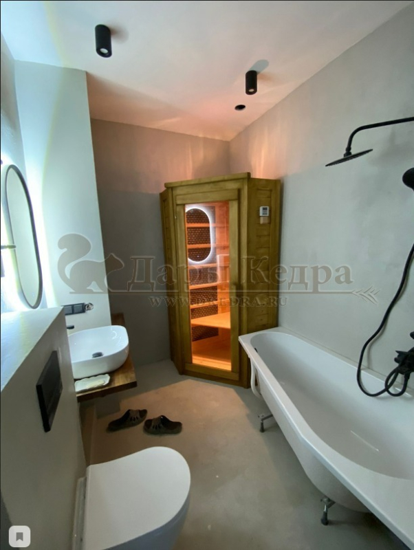 Одноместная угловая инфракрасная сауна кабина из кедра с карбоновыми излучателями