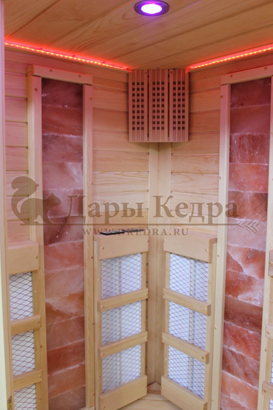 Одноместная угловая инфракрасная сауна кабина из кедра и липы с керамическими излучателями
