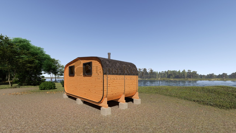 Овальная-Окта баня-бочка из кедра 5х2,2 метра